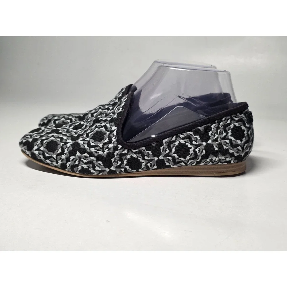 Toms Women's Shoes Size 7 Black Gray Darcy Slip On Flats Comfort Ballets